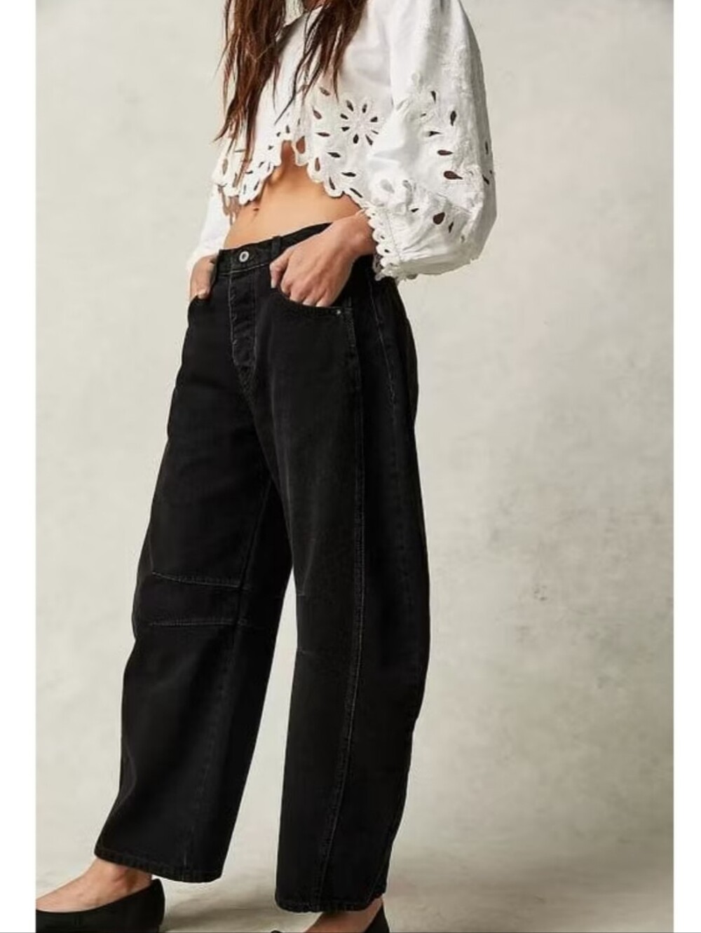 Free People We The Free Lucky You Mid Rise Barrel Soundwave - Picture 2 of 16